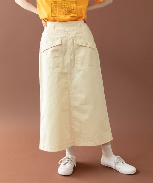 PAR ICI（パーリッシィ）の「オーガニックツイル ワークロングスカート（スカート・レディース・アイボリー/カーキ/ブラック・FREE）」の12枚目の写真