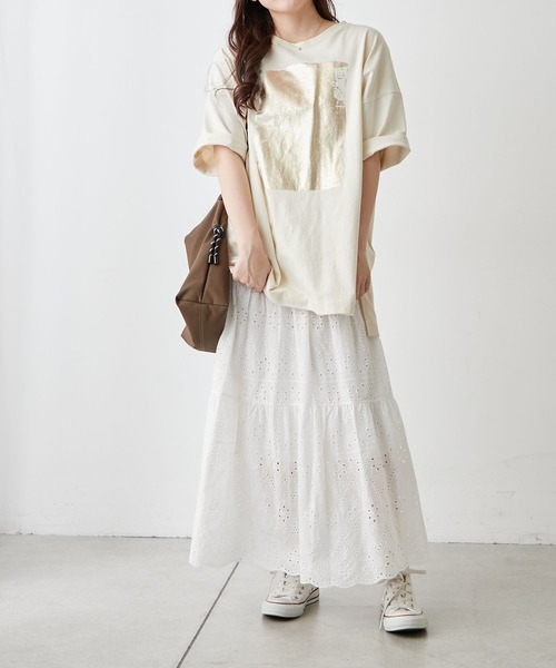 continuer de NICE CLAUP（コンティニューデナイスクラップ）の「コットンレースティアードスカート（スカート・レディース・キャメル/オフホワイト/ブラック・FREE）」の12枚目の写真