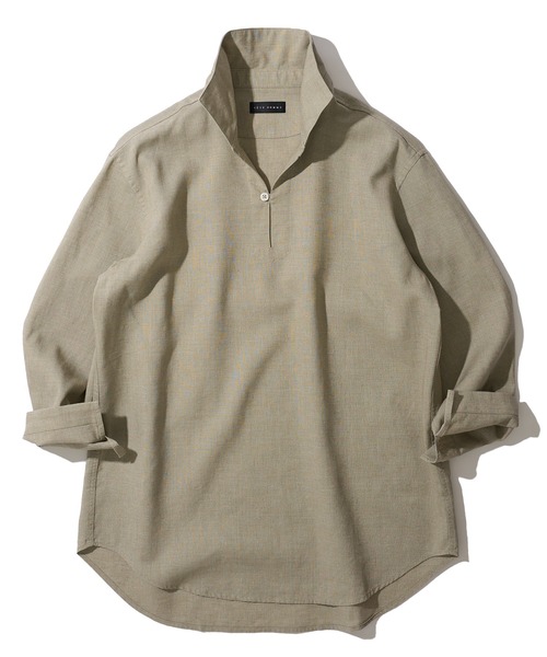 TETE HOMME（テットオム）の「展開店舗限定 ハードマンリネン / Herdmans Linen 7分袖カプリシャツ / スキッパーシャツ（シャツ/ブラウス・メンズ・ホワイト/ブラック/ベージュ/ネイビー/ブルー/カーキ/ダークネイビー・MEDIUM/LARGE/X-LARGE）」の4枚目の写真