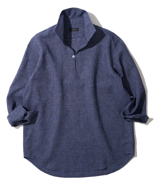 TETE HOMME（テットオム）の「展開店舗限定 ハードマンリネン / Herdmans Linen 7分袖カプリシャツ / スキッパーシャツ（シャツ/ブラウス・メンズ・ホワイト/ブラック/ベージュ/ネイビー/ブルー/カーキ/ダークネイビー・MEDIUM/LARGE/X-LARGE）」の6枚目の写真