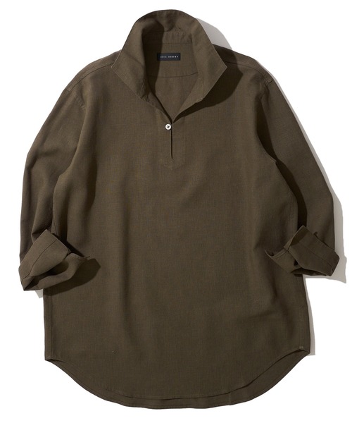 TETE HOMME（テットオム）の「展開店舗限定 ハードマンリネン / Herdmans Linen 7分袖カプリシャツ / スキッパーシャツ（シャツ/ブラウス・メンズ・ホワイト/ブラック/ベージュ/ネイビー/ブルー/カーキ/ダークネイビー・MEDIUM/LARGE/X-LARGE）」の5枚目の写真