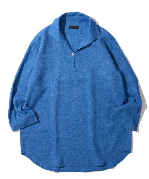 TETE HOMME（テットオム）の「展開店舗限定 ハードマンリネン / Herdmans Linen 7分袖カプリシャツ / スキッパーシャツ（シャツ/ブラウス・メンズ・ホワイト/ブラック/ベージュ/ネイビー/ブルー/カーキ/ダークネイビー・MEDIUM/LARGE/X-LARGE）」の18枚目の写真