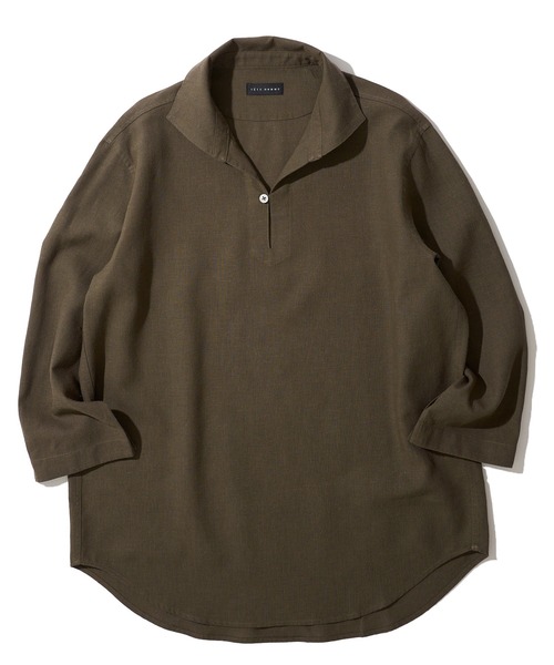 TETE HOMME（テットオム）の「展開店舗限定 ハードマンリネン / Herdmans Linen 7分袖カプリシャツ / スキッパーシャツ（シャツ/ブラウス・メンズ・ホワイト/ブラック/ベージュ/ネイビー/ブルー/カーキ/ダークネイビー・MEDIUM/LARGE/X-LARGE）」の14枚目の写真