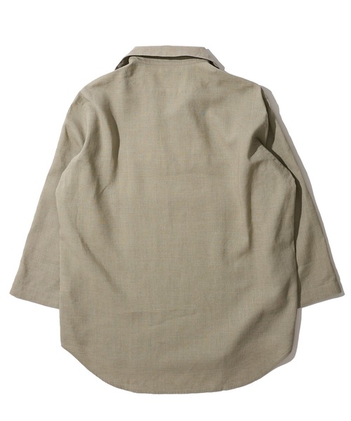 TETE HOMME（テットオム）の「展開店舗限定 ハードマンリネン / Herdmans Linen 7分袖カプリシャツ / スキッパーシャツ（シャツ/ブラウス・メンズ・ホワイト/ブラック/ベージュ/ネイビー/ブルー/カーキ/ダークネイビー・MEDIUM/LARGE/X-LARGE）」の13枚目の写真