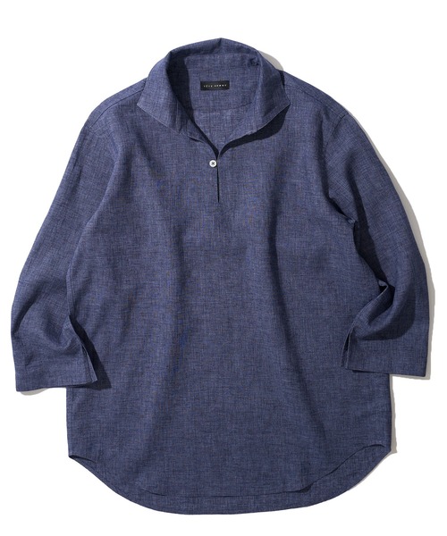TETE HOMME（テットオム）の「展開店舗限定 ハードマンリネン / Herdmans Linen 7分袖カプリシャツ / スキッパーシャツ（シャツ/ブラウス・メンズ・ホワイト/ブラック/ベージュ/ネイビー/ブルー/カーキ/ダークネイビー・MEDIUM/LARGE/X-LARGE）」の16枚目の写真