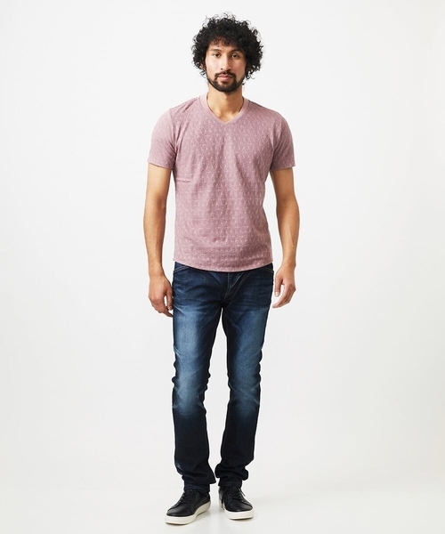 MICHEL KLEIN HOMME (ミッシェルクランオム)の「《日本製》リンクスVネック半袖カットソー(Tシャツ/カットソー・メンズ・ホワイト/ネイビー/レッド・MEDIUM/LARGE/X-LARGE)」の4枚目の写真
