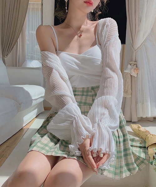 Lace Ladies（レースレディース）の「シアー プリーツ リボン付き 長袖 ブラウス（シャツ/ブラウス・レディース・アイボリー/ホワイト・FREE）」の10枚目の写真