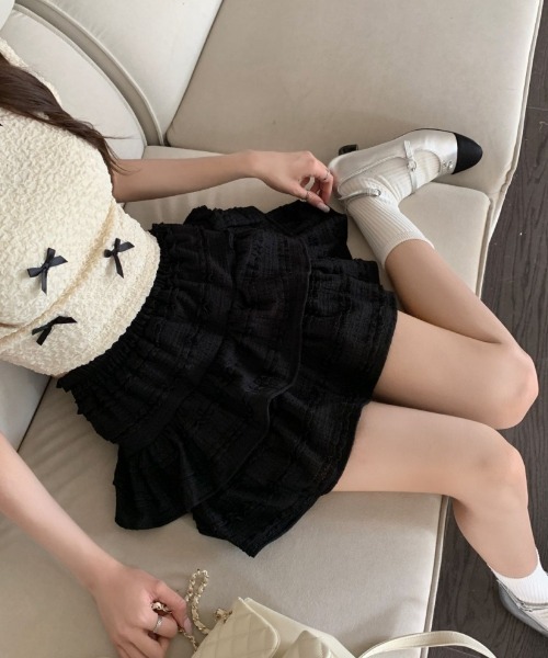 おしゃれスタ(オシャレスタ)の「フリルデザインのティアードミニスカート(スカート・レディース・ホワイト/アイボリー/ブラック・XL/L/M/S)」の16枚目の写真