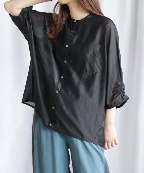 シャツ+ブラウス(半袖+袖なし) OHGA BOUQUET osharewalker シャツ ブラウス レディース トップス 春夏 半袖