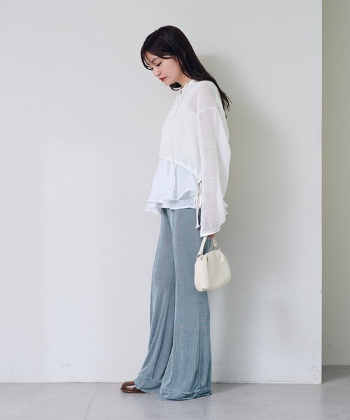 Kastane(カスタネ)の「*メッシュレースアップパーカー(パーカー・レディース・ブラック/オフホワイト/モカ・SMALL/LARGE)」の10枚目の写真