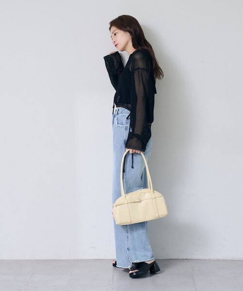 Kastane(カスタネ)の「*メッシュレースアップパーカー(パーカー・レディース・ブラック/オフホワイト/モカ・SMALL/LARGE)」の17枚目の写真