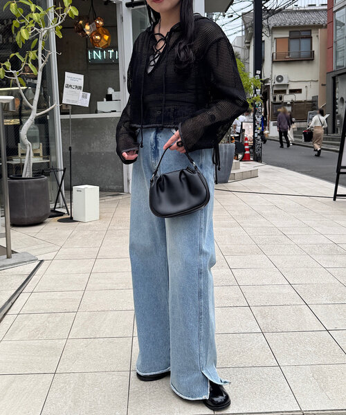 Kastane(カスタネ)の「*メッシュレースアップパーカー(パーカー・レディース・ブラック/オフホワイト/モカ・SMALL/LARGE)」の21枚目の写真