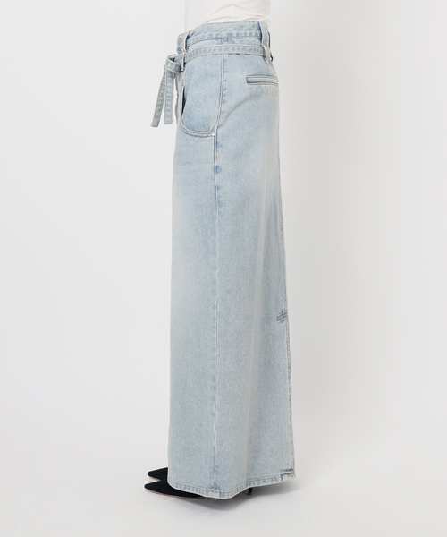 LOW CLASSIC::デニムスカート:M[RESALE] LOW CLASSIC/ロウ・クラシック】BELTED HIGH WAIST DENIM SKIRT