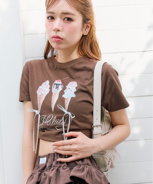 OLIVE des OLIVE(オリーブデオリーブ)の「【着回し万能◎】アソートTシャツ(Tシャツ/カットソー・レディース・サックスブルー/オフホワイト/ブラウン・FREE)」の2枚目の写真