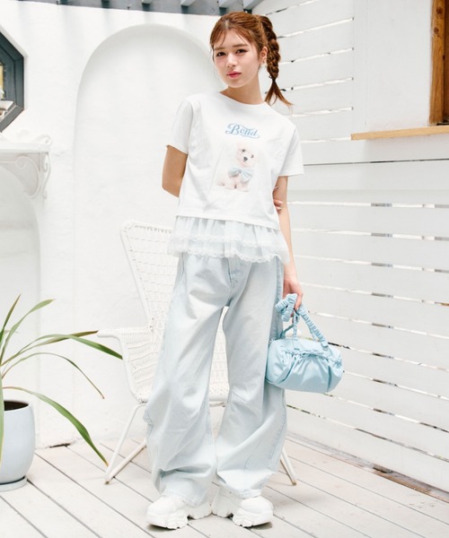 OLIVE des OLIVE(オリーブデオリーブ)の「【着回し万能◎】アソートTシャツ(Tシャツ/カットソー・レディース・サックスブルー/オフホワイト/ブラウン・FREE)」の4枚目の写真