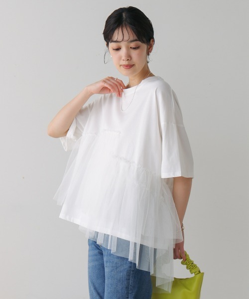 Bou Jeloud（ブージュルード）の「アシメチュールプルオーバー（Tシャツ/カットソー・レディース・オフホワイト/ブラック・FREE）」の3枚目の写真