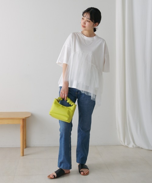 Bou Jeloud（ブージュルード）の「アシメチュールプルオーバー（Tシャツ/カットソー・レディース・オフホワイト/ブラック・FREE）」の4枚目の写真