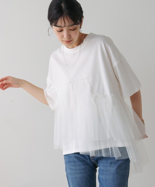 Bou Jeloud（ブージュルード）の「アシメチュールプルオーバー（Tシャツ/カットソー・レディース・オフホワイト/ブラック・FREE）」の5枚目の写真