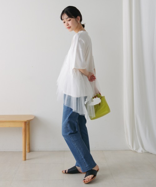 Bou Jeloud（ブージュルード）の「アシメチュールプルオーバー（Tシャツ/カットソー・レディース・オフホワイト/ブラック・FREE）」の7枚目の写真