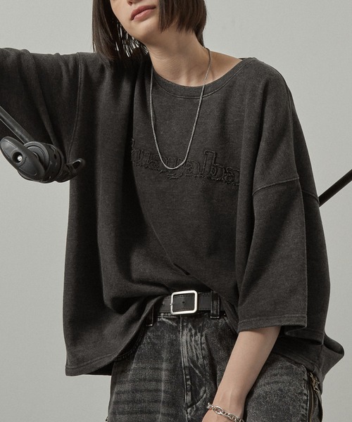 Alfred Alex(アルフレッドアレックス)の「【Alfred Alex】ヴィンテージ加工ロゴパッチショート半袖スウェットTシャツ(Tシャツ/カットソー・メンズ・ブラック/グレー/ネイビー/ベージュ/レッド・M/L)」の12枚目の写真