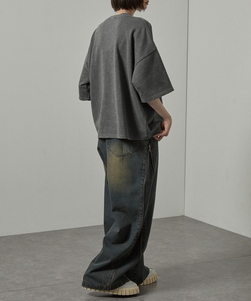 Alfred Alex(アルフレッドアレックス)の「【Alfred Alex】ヴィンテージ加工ロゴパッチショート半袖スウェットTシャツ(Tシャツ/カットソー・メンズ・ブラック/グレー/ネイビー/ベージュ/レッド・M/L)」の18枚目の写真