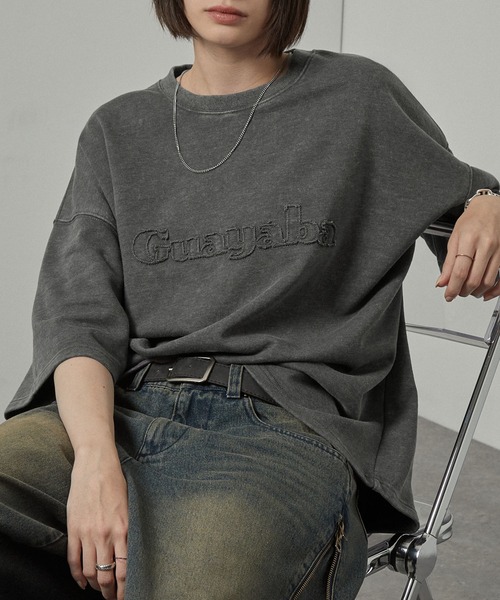 Alfred Alex(アルフレッドアレックス)の「【Alfred Alex】ヴィンテージ加工ロゴパッチショート半袖スウェットTシャツ(Tシャツ/カットソー・メンズ・ブラック/グレー/ネイビー/ベージュ/レッド・M/L)」の22枚目の写真