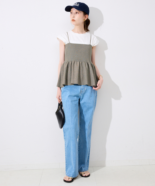 SLOBE IENA(スローブイエナ)の「《追加》ファンタジアパールラメニットビスチェ(キャミソール・レディース・ブラウン/チャコールグレー・FREE)」の4枚目の写真