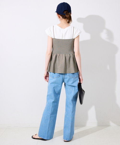 SLOBE IENA(スローブイエナ)の「《追加》ファンタジアパールラメニットビスチェ(キャミソール・レディース・ブラウン/チャコールグレー・FREE)」の6枚目の写真