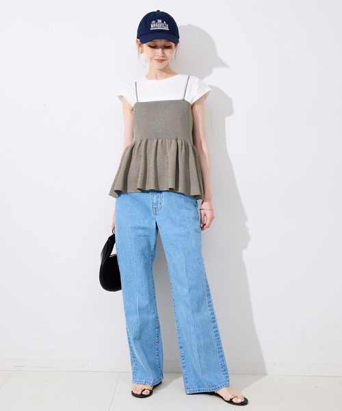 SLOBE IENA(スローブイエナ)の「《追加》ファンタジアパールラメニットビスチェ(キャミソール・レディース・ブラウン/チャコールグレー・FREE)」の9枚目の写真