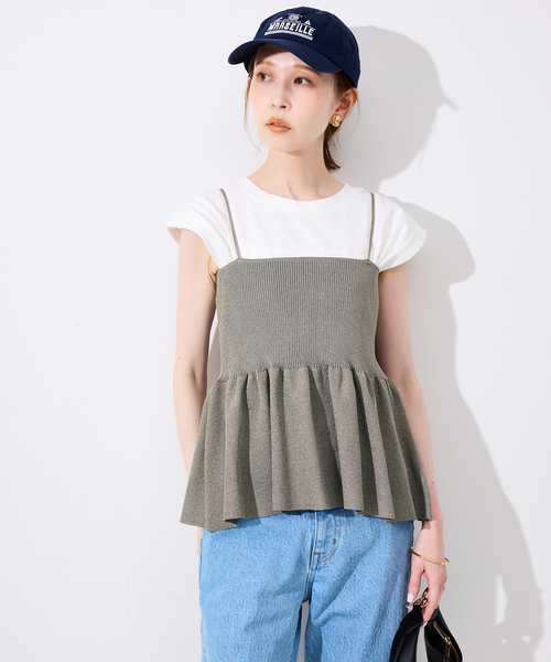 SLOBE IENA(スローブイエナ)の「《追加》ファンタジアパールラメニットビスチェ(キャミソール・レディース・ブラウン/チャコールグレー・FREE)」の10枚目の写真