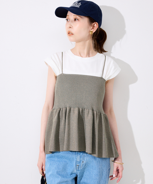 SLOBE IENA(スローブイエナ)の「《追加》ファンタジアパールラメニットビスチェ(キャミソール・レディース・ブラウン/チャコールグレー・FREE)」の11枚目の写真