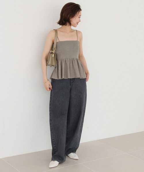 SLOBE IENA(スローブイエナ)の「《追加》ファンタジアパールラメニットビスチェ(キャミソール・レディース・ブラウン/チャコールグレー・FREE)」の13枚目の写真