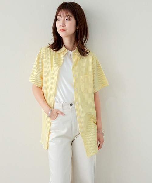 セール】ストライプオーバーサイズカラーシャツ（シャツ/ブラウス