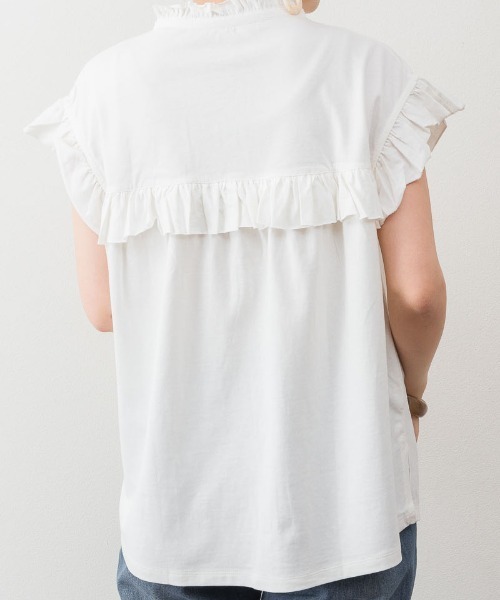 RCD(アールシーディー)の「前後2WAYフリルブラウス風カットソー(Tシャツ/カットソー・レディース・カーキ/ブラック/ベージュ/ホワイト/テラコッタ・M-L/LL~3L/4L~5L)」の13枚目の写真