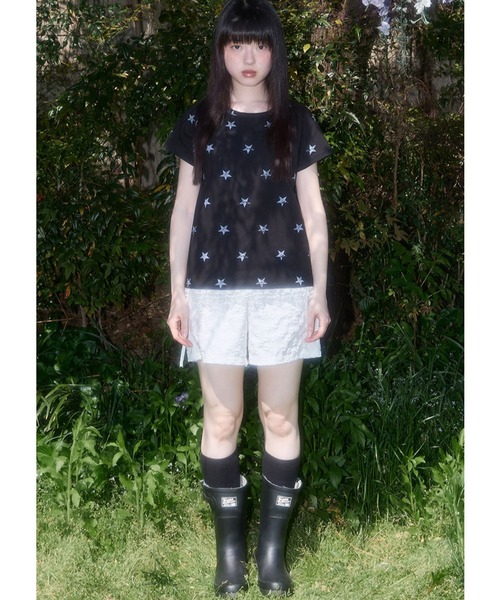 FANCY CLUB（ファンシークラブ）の「A'GEM/9 × .kom 『FANCY CLUB/ファンシークラブ』Lace Star Layered Tee/レーススター レイヤード半袖Tシャツ（Tシャツ/カットソー・レディース・チャコールグレー/ライトブルー/ホワイト・FREE）」の8枚目の写真