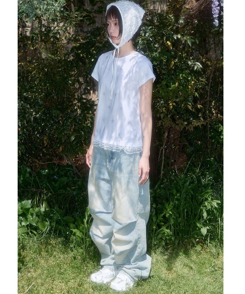 FANCY CLUB（ファンシークラブ）の「A'GEM/9 × .kom 『FANCY CLUB/ファンシークラブ』Lace Star Layered Tee/レーススター レイヤード半袖Tシャツ（Tシャツ/カットソー・レディース・チャコールグレー/ライトブルー/ホワイト・FREE）」の22枚目の写真