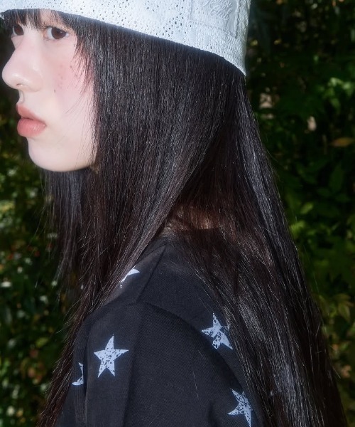 FANCY CLUB（ファンシークラブ）の「A'GEM/9 × .kom 『FANCY CLUB/ファンシークラブ』Lace Star Layered Tee/レーススター レイヤード半袖Tシャツ（Tシャツ/カットソー・レディース・チャコールグレー/ライトブルー/ホワイト・FREE）」の7枚目の写真