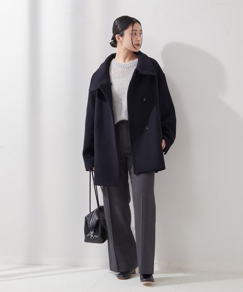 journal standard L'essage（ジャーナルスタンダードレサージュ）の「MANTECO/TWEEDスタンドショートコート（その他アウター・レディース・ブラウン/ブラック/ネイビー・36/38）」の6枚目の写真