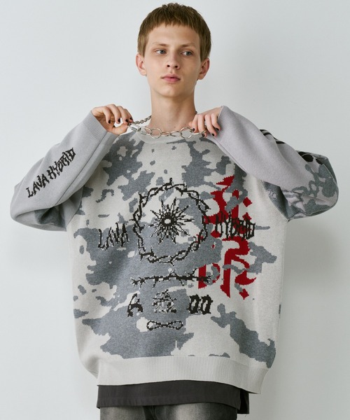 AIVER（アイバー）の「AIVER　骨ニット（ニット/セーター・メンズ・ブラック/ライトグレー/ブルー・SMALL/LARGE/MEDIUM）」の3枚目の写真