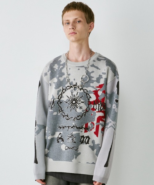 AIVER（アイバー）の「AIVER　骨ニット（ニット/セーター・メンズ・ブラック/ライトグレー/ブルー・SMALL/LARGE/MEDIUM）」の22枚目の写真