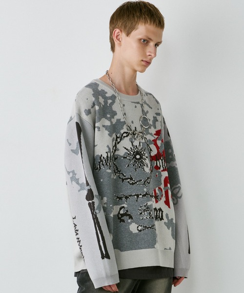 AIVER（アイバー）の「AIVER　骨ニット（ニット/セーター・メンズ・ブラック/ライトグレー/ブルー・SMALL/LARGE/MEDIUM）」の21枚目の写真