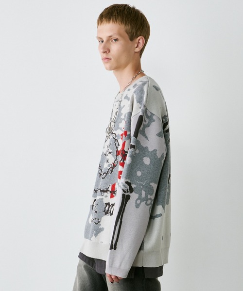 AIVER（アイバー）の「AIVER　骨ニット（ニット/セーター・メンズ・ブラック/ライトグレー/ブルー・SMALL/LARGE/MEDIUM）」の20枚目の写真