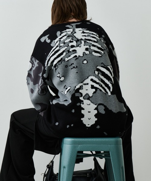 AIVER（アイバー）の「AIVER　骨ニット（ニット/セーター・メンズ・ブラック/ライトグレー/ブルー・SMALL/LARGE/MEDIUM）」の11枚目の写真