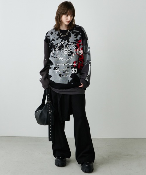 AIVER（アイバー）の「AIVER　骨ニット（ニット/セーター・メンズ・ブラック/ライトグレー/ブルー・SMALL/LARGE/MEDIUM）」の14枚目の写真