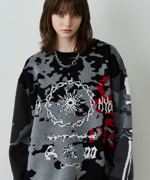 AIVER（アイバー）の「AIVER　骨ニット（ニット/セーター・メンズ・ブラック/ライトグレー/ブルー・SMALL/LARGE/MEDIUM）」の7枚目の写真