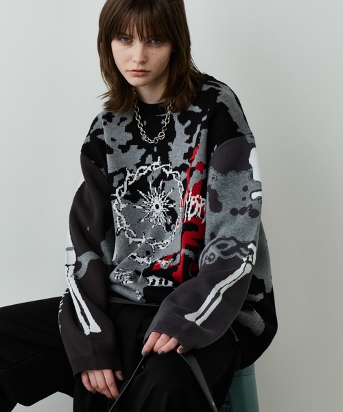 AIVER（アイバー）の「AIVER　骨ニット（ニット/セーター・メンズ・ブラック/ライトグレー/ブルー・SMALL/LARGE/MEDIUM）」の10枚目の写真