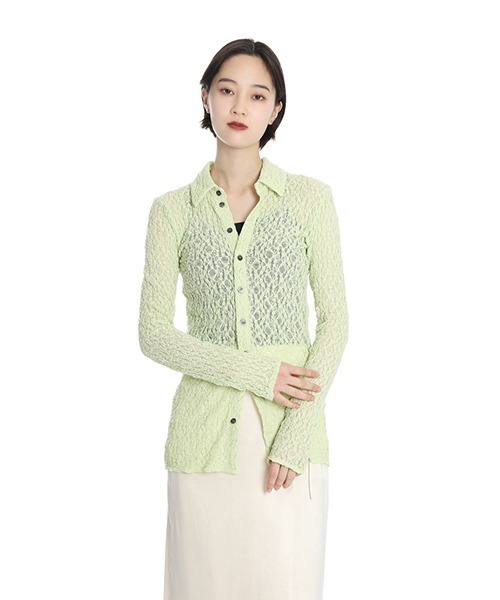 【美品】CLANE LADY LACE SHIRT 長袖シャツ シアー 春 セール】CLANE/クラネ LADY LACE SHIRT 18105-1102（Tシャツ