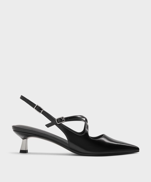 CHARLES & KEITH(チャールズ & キース)の「ポインテッドトゥ クロスオーバースリングバックキトゥンヒール(パンプス・レディース・ブラック/オフホワイト/マルーン・22cm/22.5cm/23cm/23.5cm/24.5cm/25cm/25.5cm/26.5cm)」の21枚目の写真