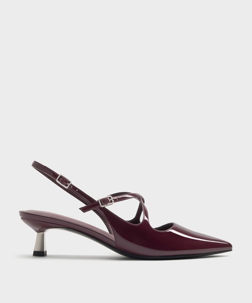 CHARLES & KEITH(チャールズ & キース)の「ポインテッドトゥ クロスオーバースリングバックキトゥンヒール(パンプス・レディース・ブラック/オフホワイト/マルーン・22cm/22.5cm/23cm/23.5cm/24.5cm/25cm/25.5cm/26.5cm)」の19枚目の写真