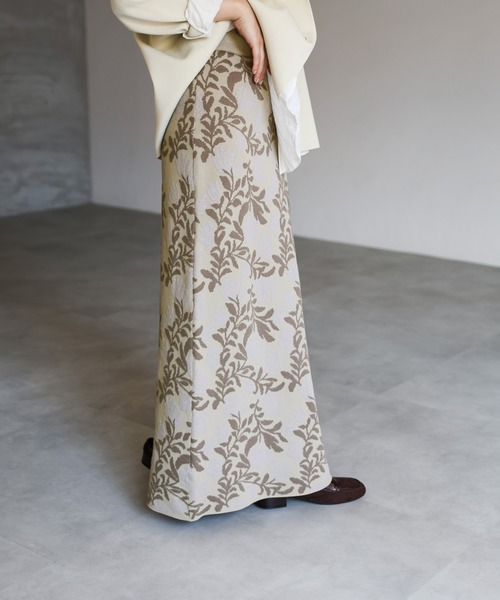 select MOCA Et(セレクトモカエト)の「【Et】Leaf-pattern Knit Skirt(スカート・レディース・アイボリー/ブラウン・FREE)」の22枚目の写真